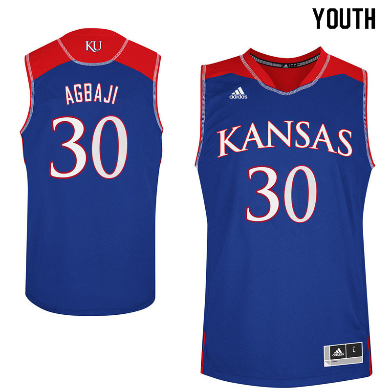 Youth #30 Ochai Agbaji Kansas Jayhawks College Basketball Jerseys Sale-Blue - Click Image to Close